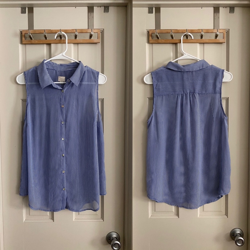 Blue and white striped tank